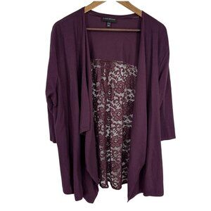 Lane Bryant Women's Burgundy Cardigan With Lace Back Detail Size 18/20